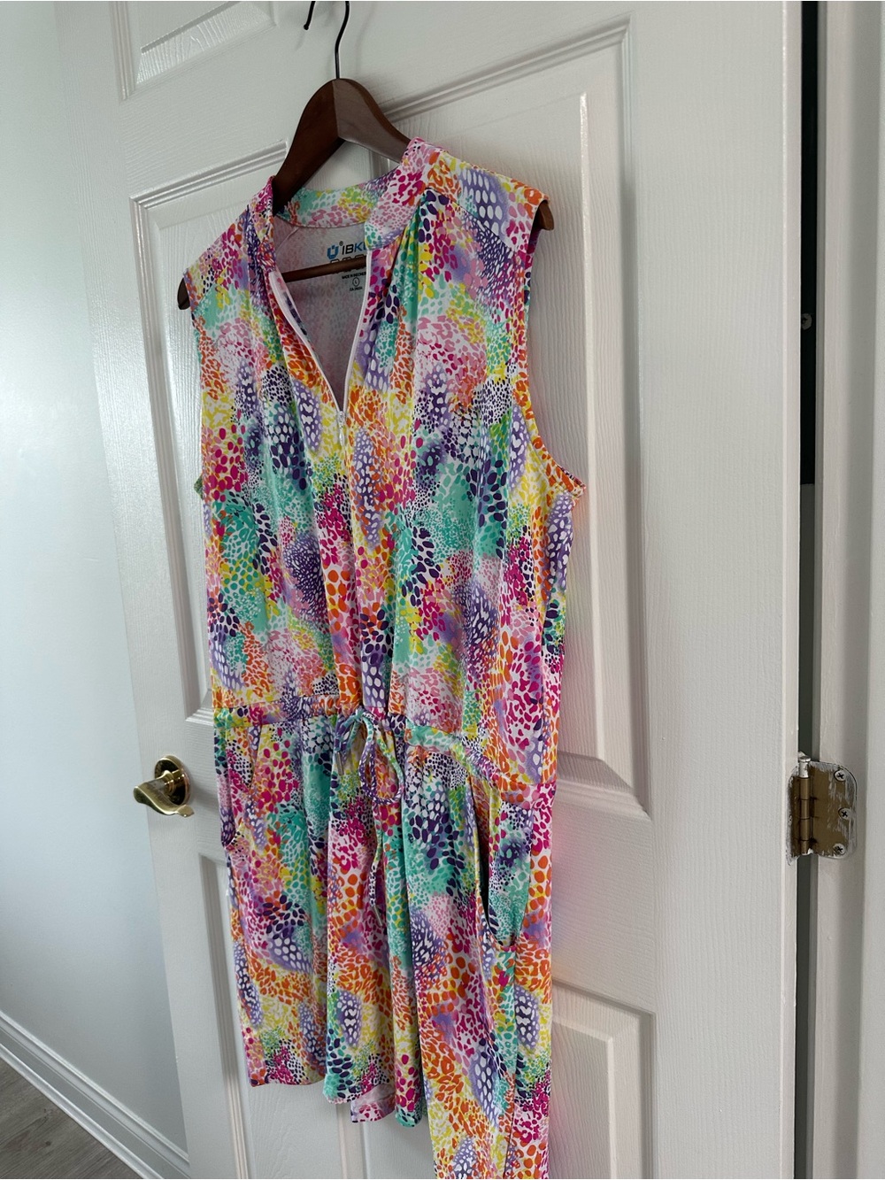 IBKUL Print Sleeveless Golf Dress Size L UPF 50+ Cool Feel Quick Dry Two Way Air - Picture 2 of 8